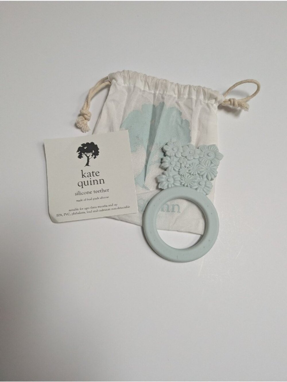 Kate Quinn Silicone Baby Teether Blue Floral NEW